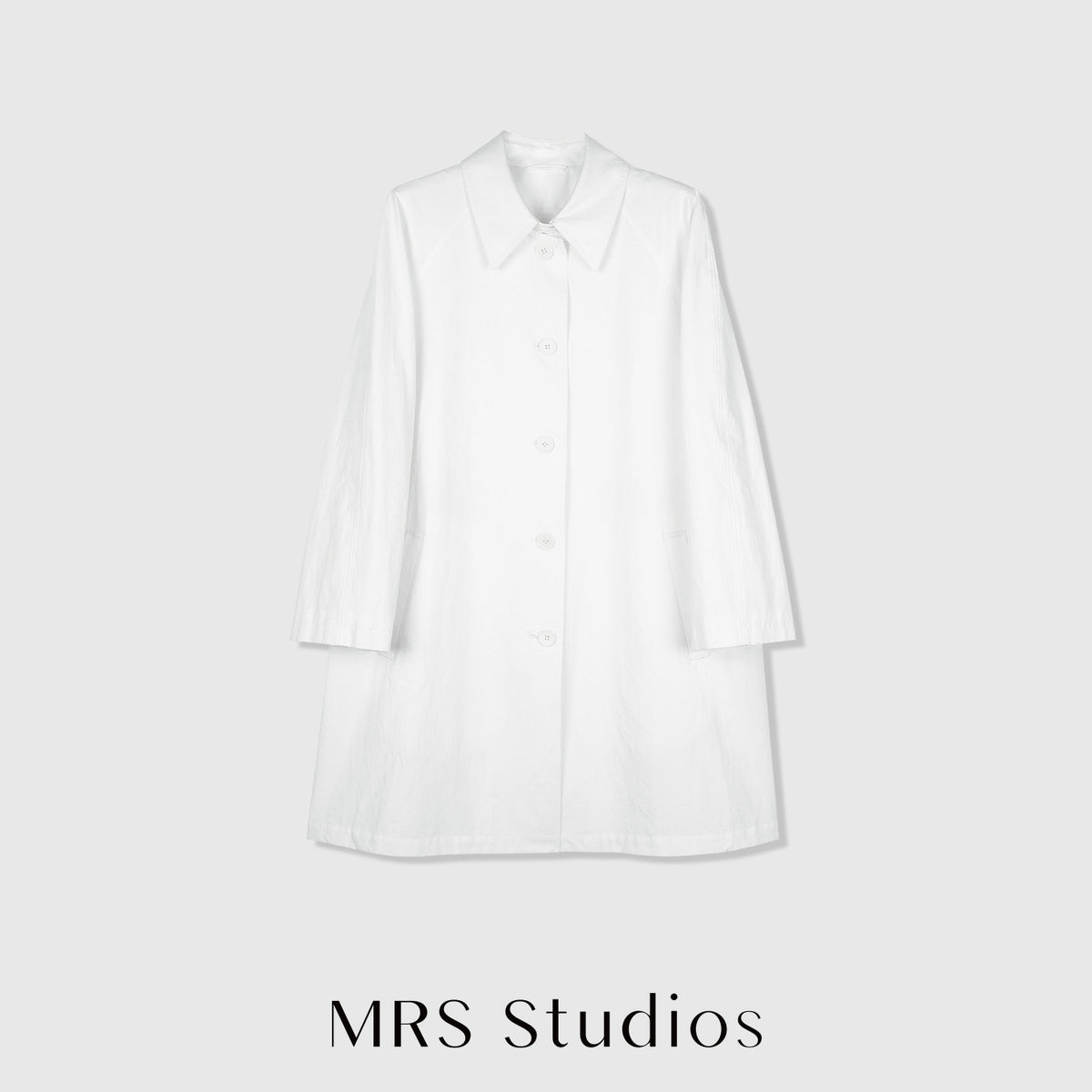 Cotton Hemp Single-Breasted Trench Coat | Raglan Sleeve | Convertible Collar | Women Coat | MRS Studios