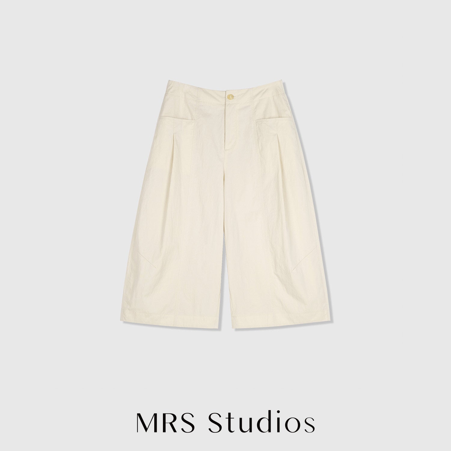 Cotton Nylon Pleated Trousers | Semi-Elastic Waist | Cropped Newsboy | Women Pants | MRS Studios