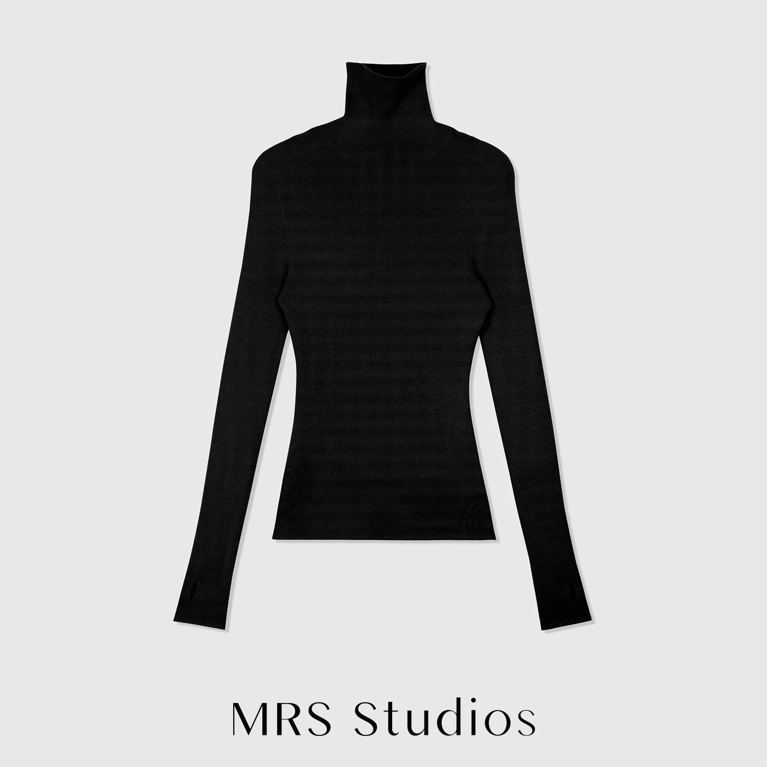 120s Fine Merino Wool Sweater | Thumb-Hole Cuffs | Knit Base Layer | Women Pullover | MRS Studios