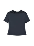 Ribbed Slub Cotton Tee | Slim Fit | Small Round Neck | Women Top | MRS Studios