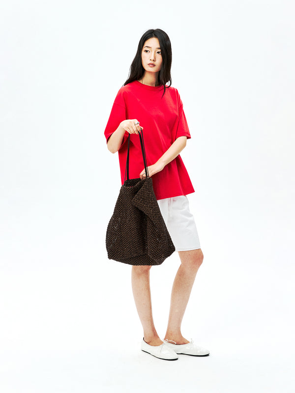 Japanese Heavyweight Jersey Cotton Tee | Round Neck | Relaxed Fit | Women Top | MRS Studios