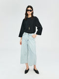 Long-Staple Cotton 3/4 Sleeve Top | Relaxed Round-Neck Cut | Wrist-Length Sleeve Detail | Women Top | MRS Studios
