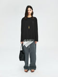 Japanese Cotton Drop-Shoulder T-Shirt | Eyelash Lace Hem Trim | Drop Shoulder Mid Sleeve | Women Top | MRS Studios