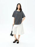 Japanese Jersey Cotton Tee | Striped Crew Neck | Relaxed Short Sleeve | Women Top | MRS Studios