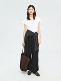 加新色   ）Snowflake Cotton V-Neck T-Shirt | Natural Rolled Raw Edges | Short Bell Sleeves | Women Top | MRS Studios