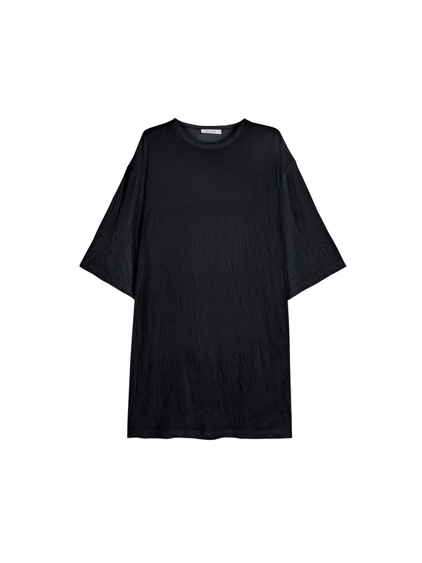 Wash-Crinkle Jersey T-Shirt Dress | Origami Crumpled Texture | Drop Shoulder Mid Sleeve | Women Dress | MRS Studios