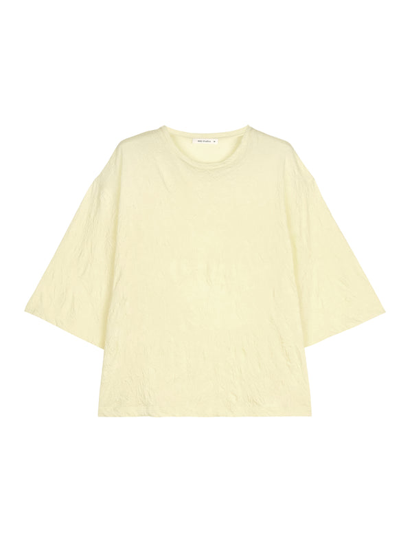 Japanese Origami-Texture Knit T-Shirt | Washed Crinkle Finish | Cropped Drop-Shoulder Cut | Women Top | MRS Studios