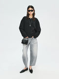 Snowflake Cotton Henley Long Sleeve Tee | Back Cowl Drape Detail | Shell Button Placket | Women Top | MRS Studios