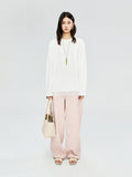 Japanese Cotton Drop-Shoulder T-Shirt | Eyelash Lace Hem Trim | Drop Shoulder Mid Sleeve | Women Top | MRS Studios