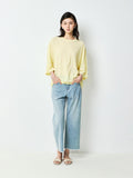 Japanese Origami-Texture Knit T-Shirt | Washed Crinkle Finish | Cropped Drop-Shoulder Cut | Women Top | MRS Studios
