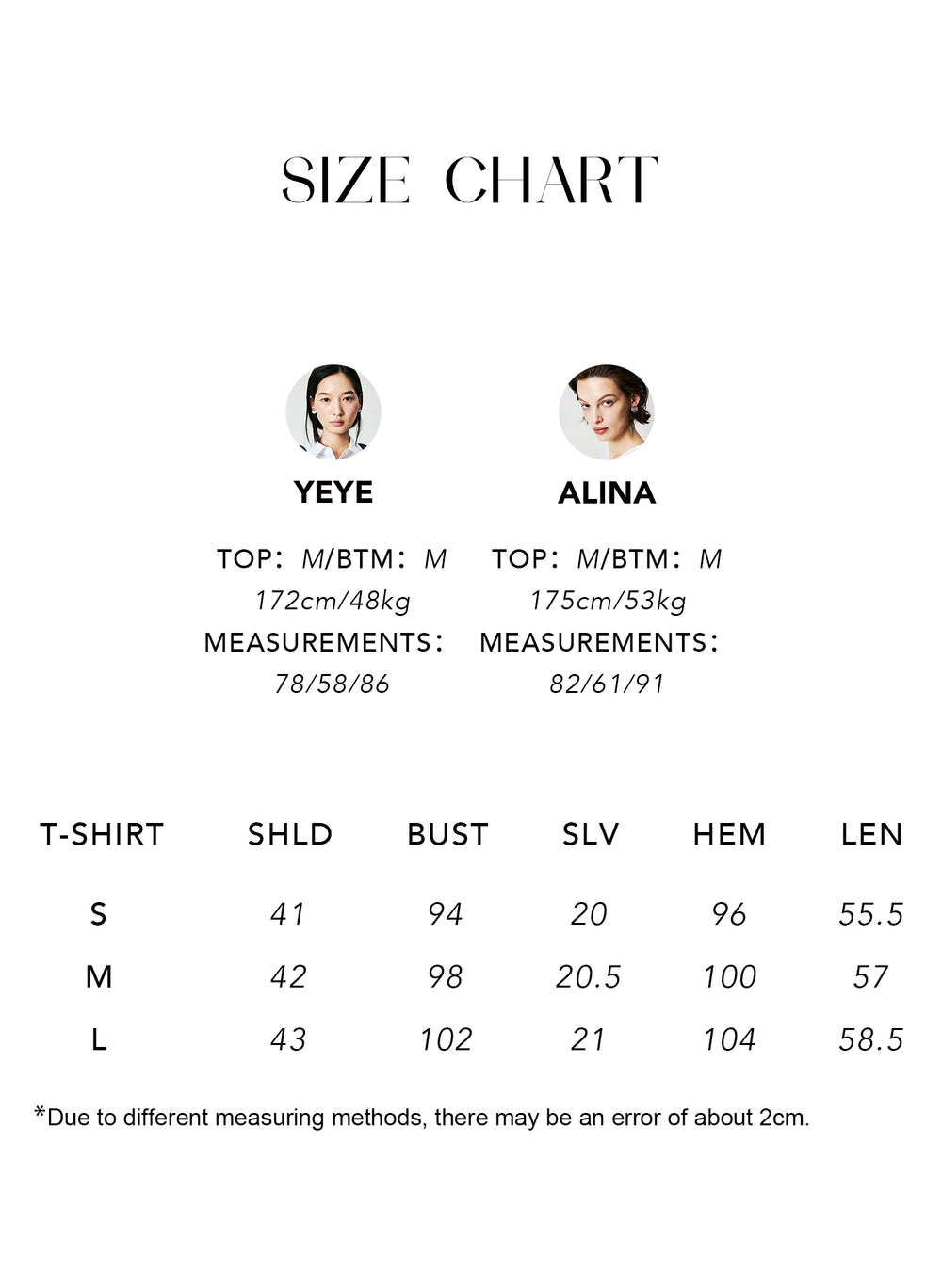 Size chart for Japanese Heavyweight Jersey Striped Tee