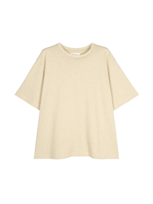 Supima Cotton Merino Wool Blend T-Shirt | Relaxed One-Piece Cut | Short Sleeve Crew Neck | Women Top | MRS Studios