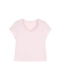 加新色   ）Snowflake Cotton V-Neck T-Shirt | Natural Rolled Raw Edges | Short Bell Sleeves | Women Top | MRS Studios