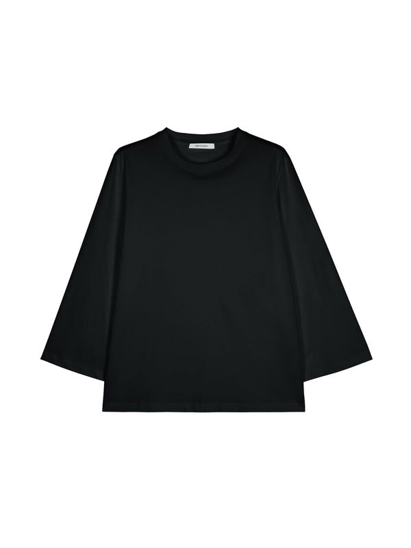 Long-Staple Cotton 3/4 Sleeve Top | Relaxed Round-Neck Cut | Wrist-Length Sleeve Detail | Women Top | MRS Studios