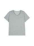 Snowflake Cotton V-Neck Pocket T-Shirt | Natural Raw-Edge Neckline | Relaxed H-Line Cut | Women Top | MRS Studios