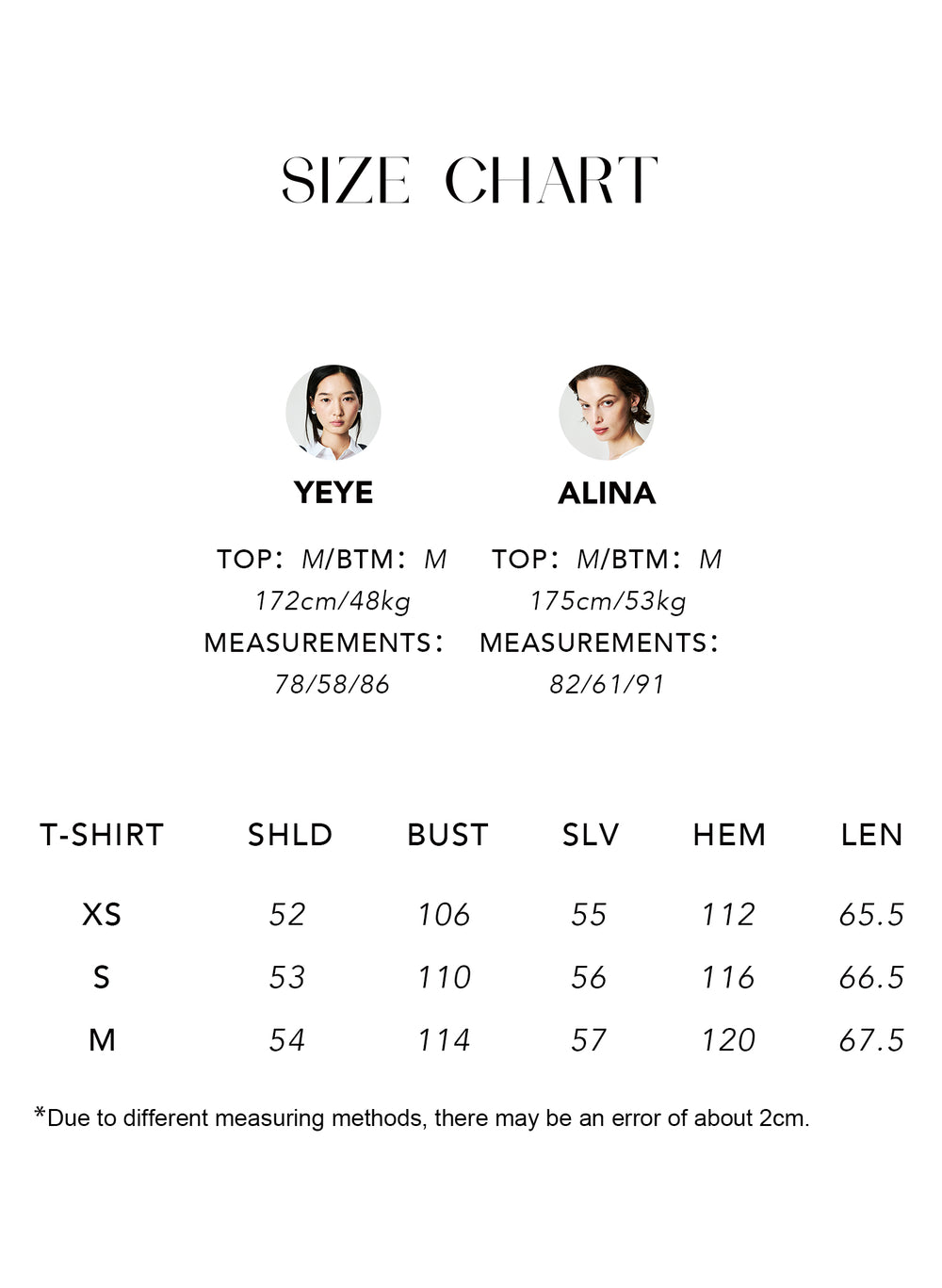 Size chart for Japanese Combed Cotton V-Neck Long Sleeve Tee