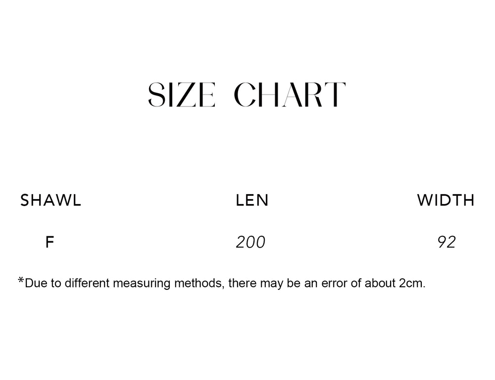 Size chart for Wool Silk Hemp Knit Shawl