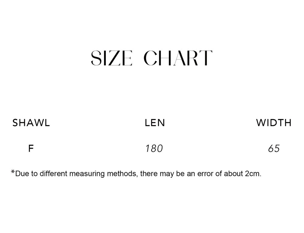 Size chart for Superfine Merino Wool Triangle Scarf