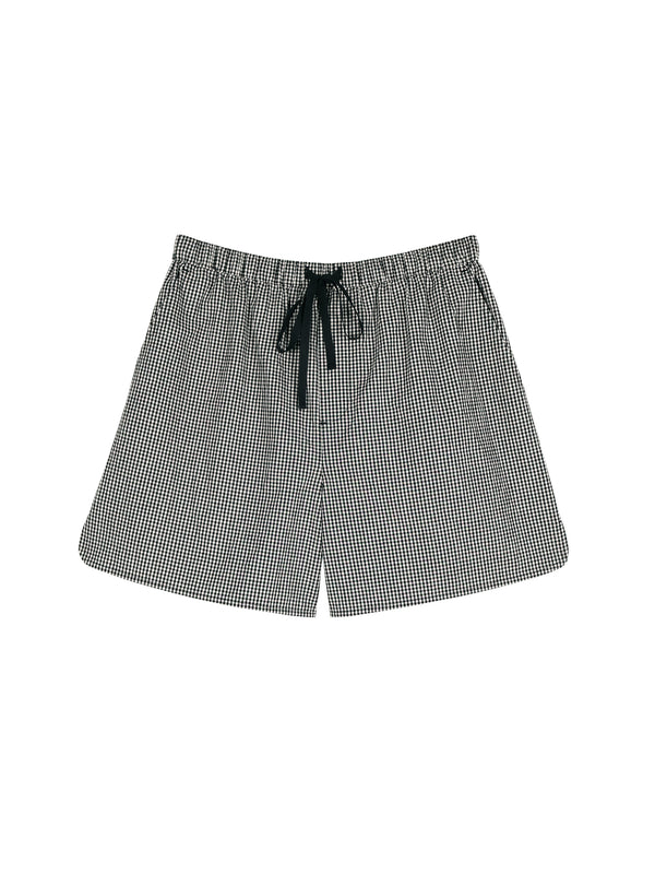 Japanese Cotton Linen Plaid Shorts | Drawstring Elastic Waist | A-Line Wide Leg | Women Bottoms | MRS Studios