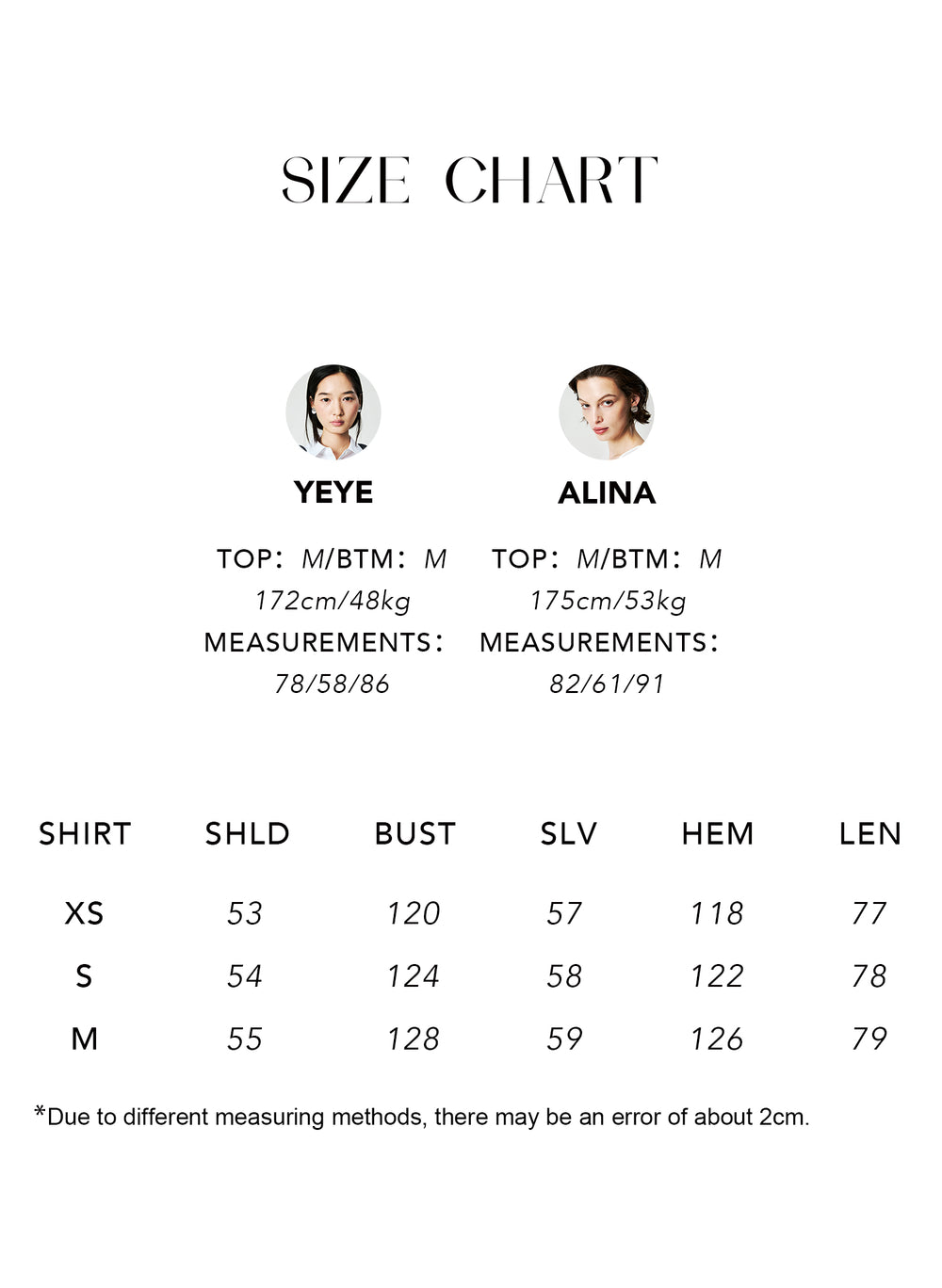 Size chart for High-Density Cotton Oversized Shirt