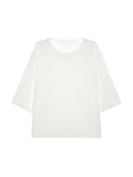 French Linen Yarn Knit Tee | Crew Neck Half Sleeve | Rolled Edge Finish | Women Top | MRS Studios