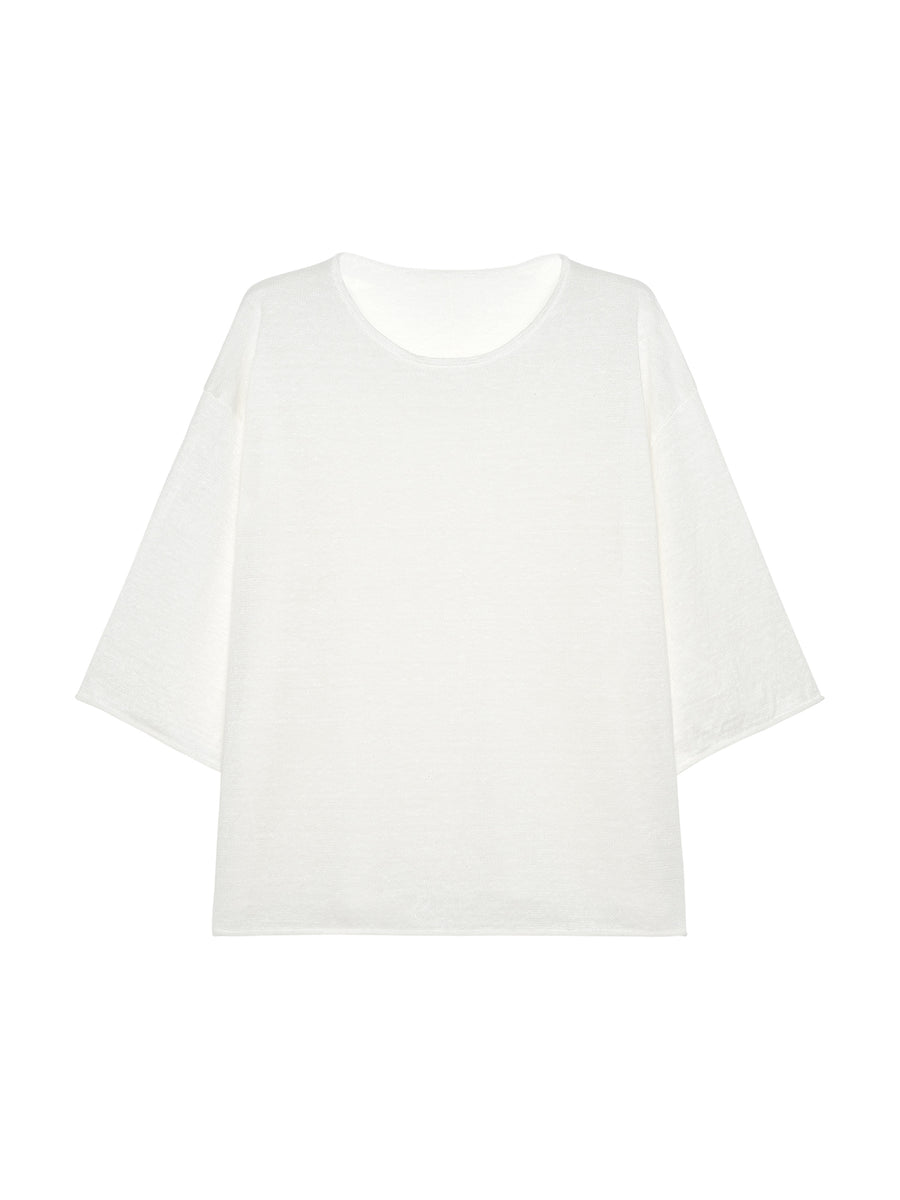 French Linen Yarn Knit Tee, view 3