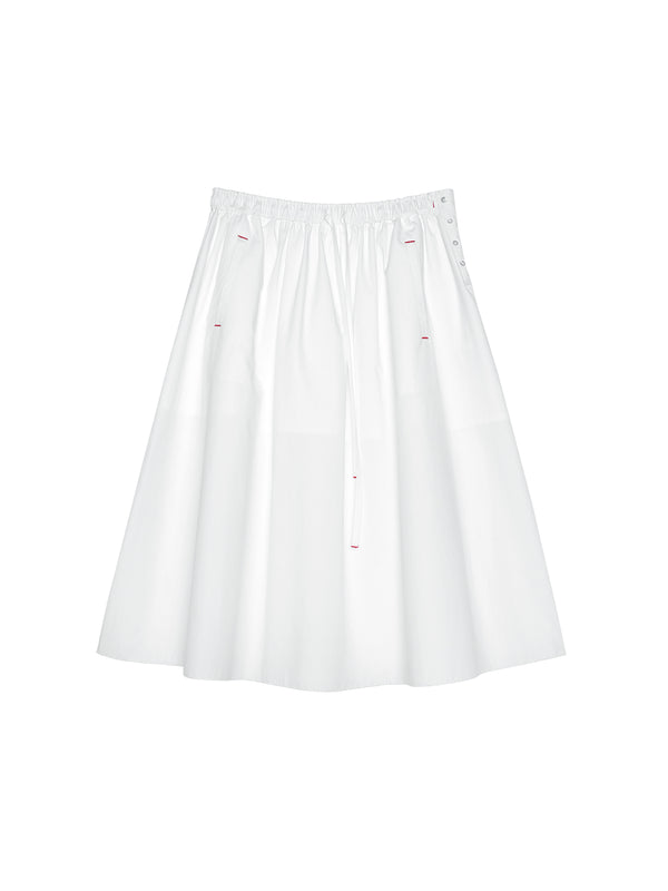 Japanese Omi-Sarashi Cotton A-Line Skirt | Drawstring Elastic Waist | Cotton Half-Lining and Shell Buttons | Women Skirt | MRS Studios