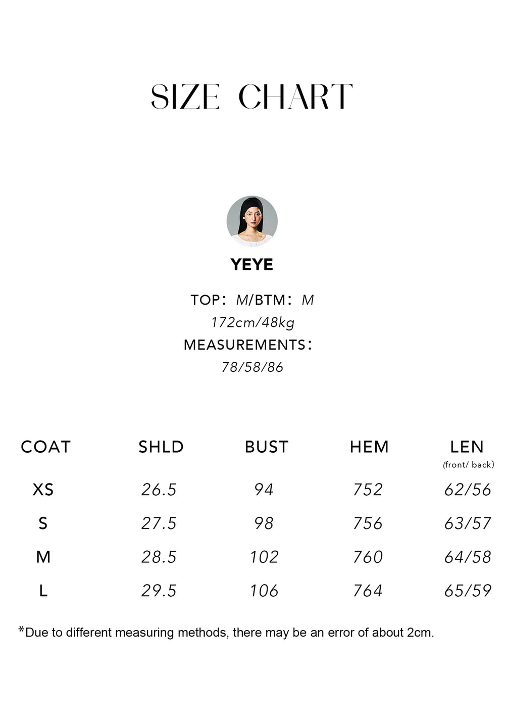 Size chart for Modal Sleeveless Top