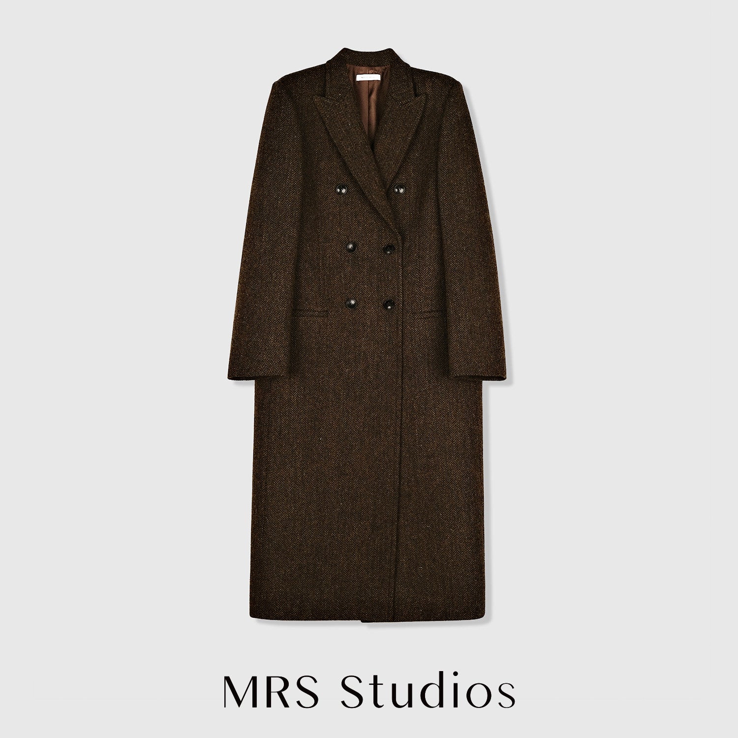 British Melton Warm Coat | UK Harris Tweed & Moon Wool | Classic H-Silhouette Overcoat | Double-Breasted Suit Coat | MRS Studios