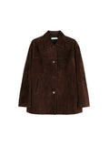 Saudi Suede Sheepskin Jacket | Lapel Collar Single-Breasted | Premium Reversed Leather | Women Jacket | MRS Studios