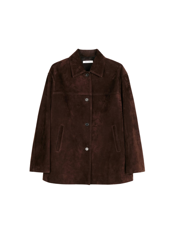 Saudi Suede Sheepskin Jacket | Lapel Collar Single-Breasted | Premium Reversed Leather | Women Jacket | MRS Studios