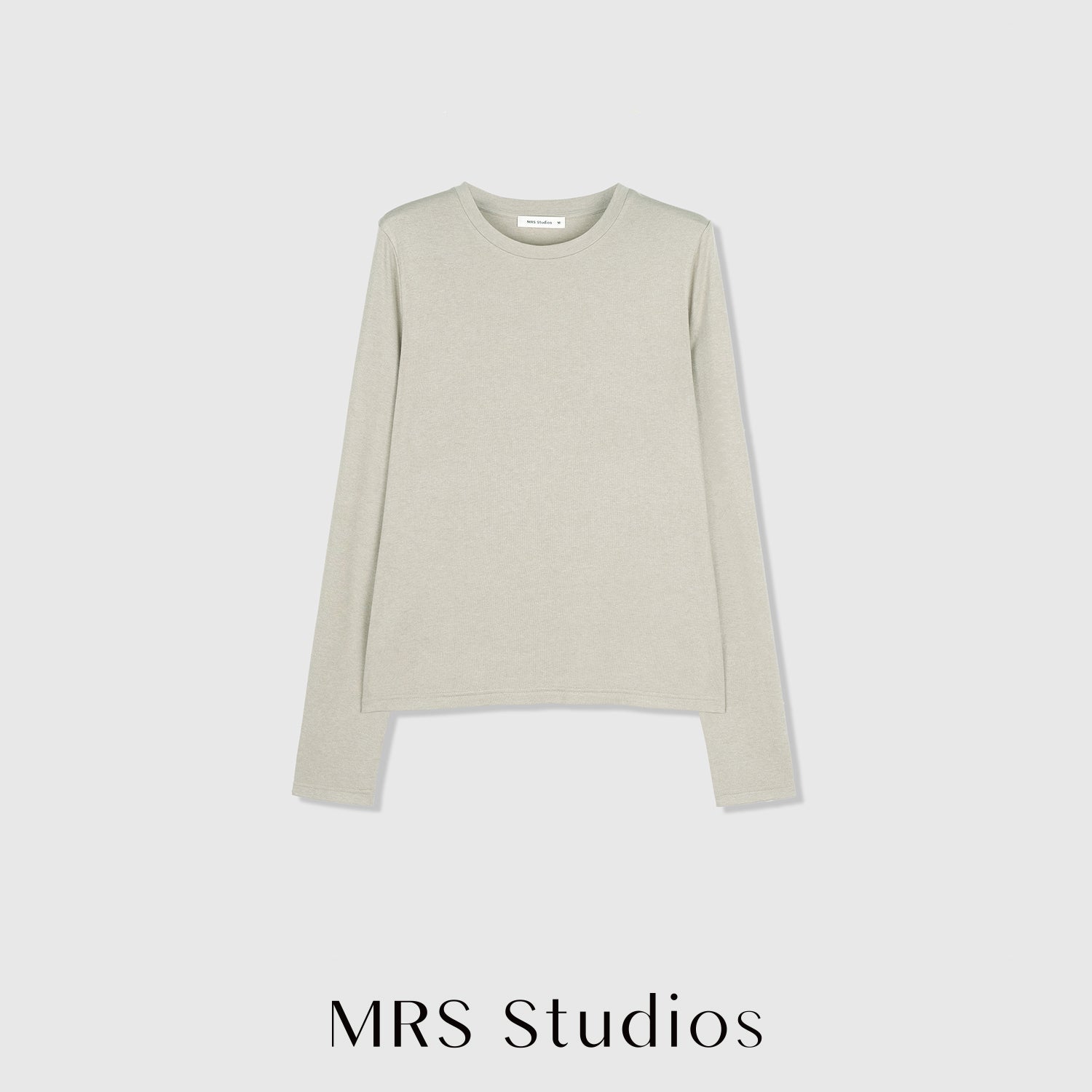 Acetate Wool Rib Knit Long Sleeve Top | Crew Neck Base Layer | Soft Second-Skin T-Shirt | MRS Studios