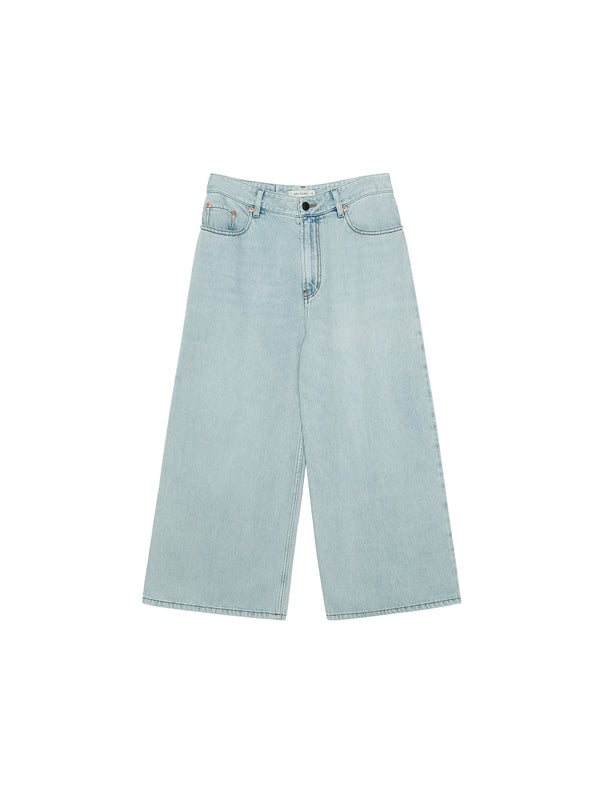 Lyocell Cotton Wide-Leg Jeans | Cropped Wide-Leg Cut | Hand-Distressed Vintage Detailing | Women Jeans | MRS Studios