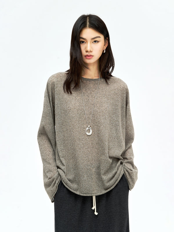 Sheer Linen Cotton Knit Cover-Up | Lightweight Sun Protection | Relaxed Long Sleeve Pullover | Women Knitwear | MRS Studios