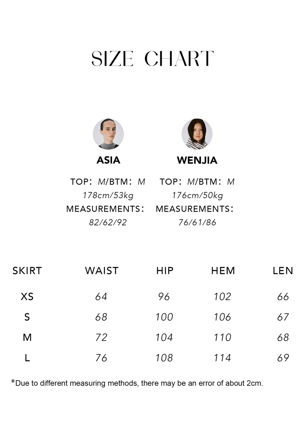 Size chart for Merino Wool Ponte Lace-Hem Skirt