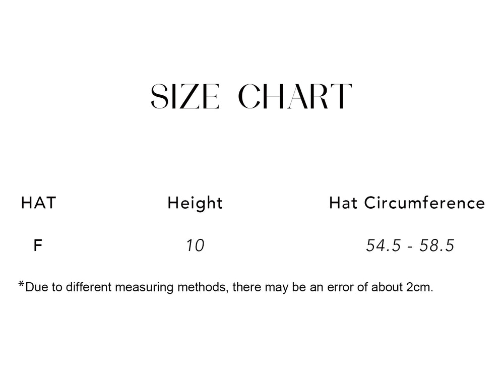 Size chart for Cotton Hemp Baseball Cap