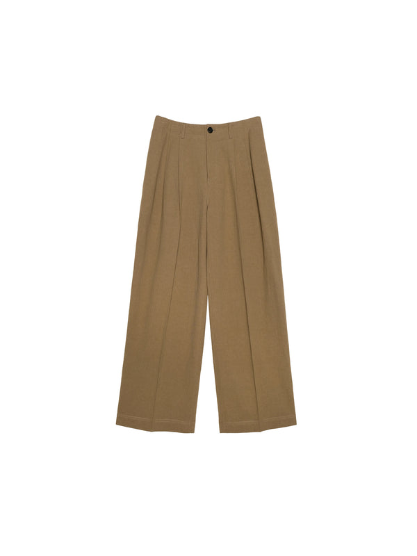 Pima Cotton Normandy Linen Pleated Trousers | Tailored Front Pleats | Single-Welt Back Pockets | Women Trousers | MRS Studios