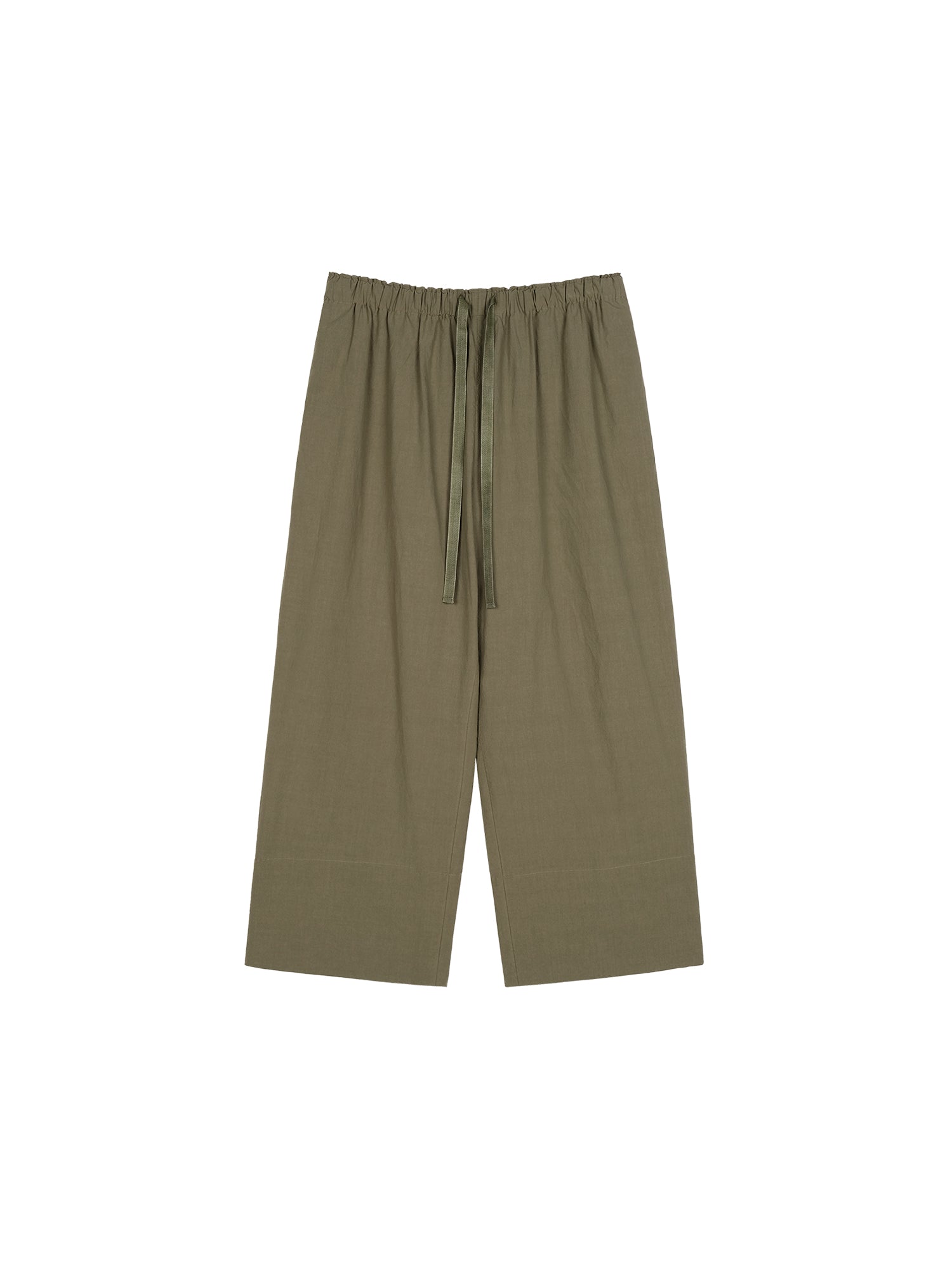 American Pima Salt-Shrunk Wide-Leg Pants | Drawstring Elastic Waist | Cropped Wide-Leg Cut | Women Trousers | MRS Studios