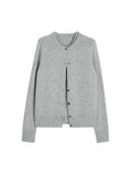 Consinee A-Grade Cashmere Cardigan | Faux Two-Piece Design | Double Layer Crew Neck | Women Knitwear | MRS Studios