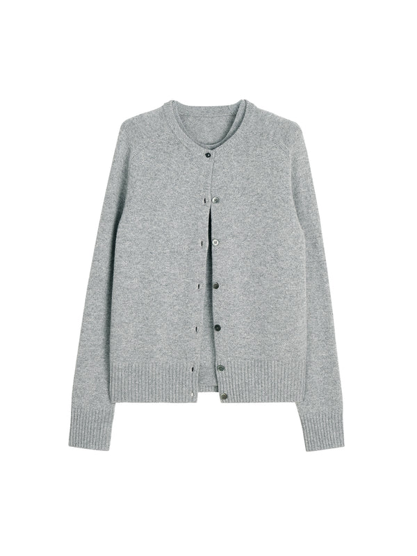 Consinee A-Grade Cashmere Cardigan | Faux Two-Piece Design | Double Layer Crew Neck | Women Knitwear | MRS Studios