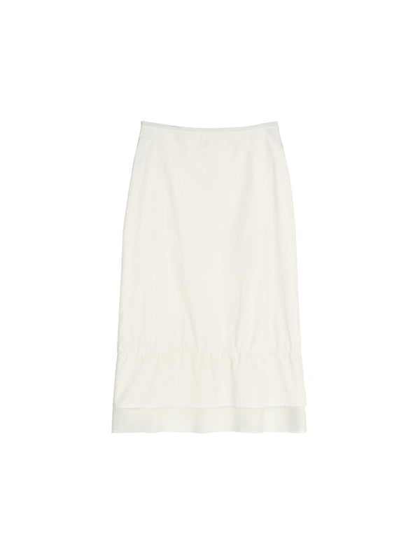 Silk-Sheen Cotton Blend Bud Skirt | Cupro-Panel Raw Edges | Shirred Ruffle Hem | Women Skirt | MRS Studios