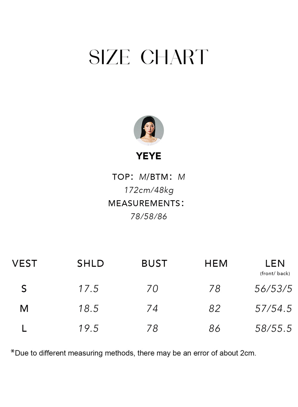 Size chart for Cotton-Silk Racerback Tank