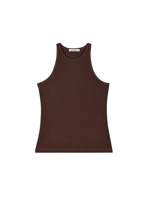 Cotton-Silk Racerback Tank | Ribbed Stretch | Slimming Round Neck | Women Top | MRS Studios
