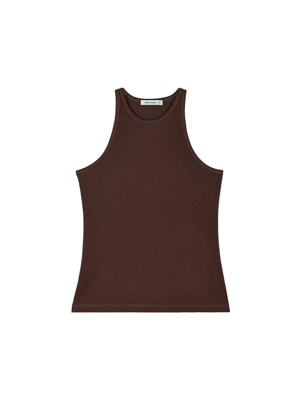 Cotton-Silk Racerback Tank | Ribbed Stretch | Slimming Round Neck | Women Top | MRS Studios