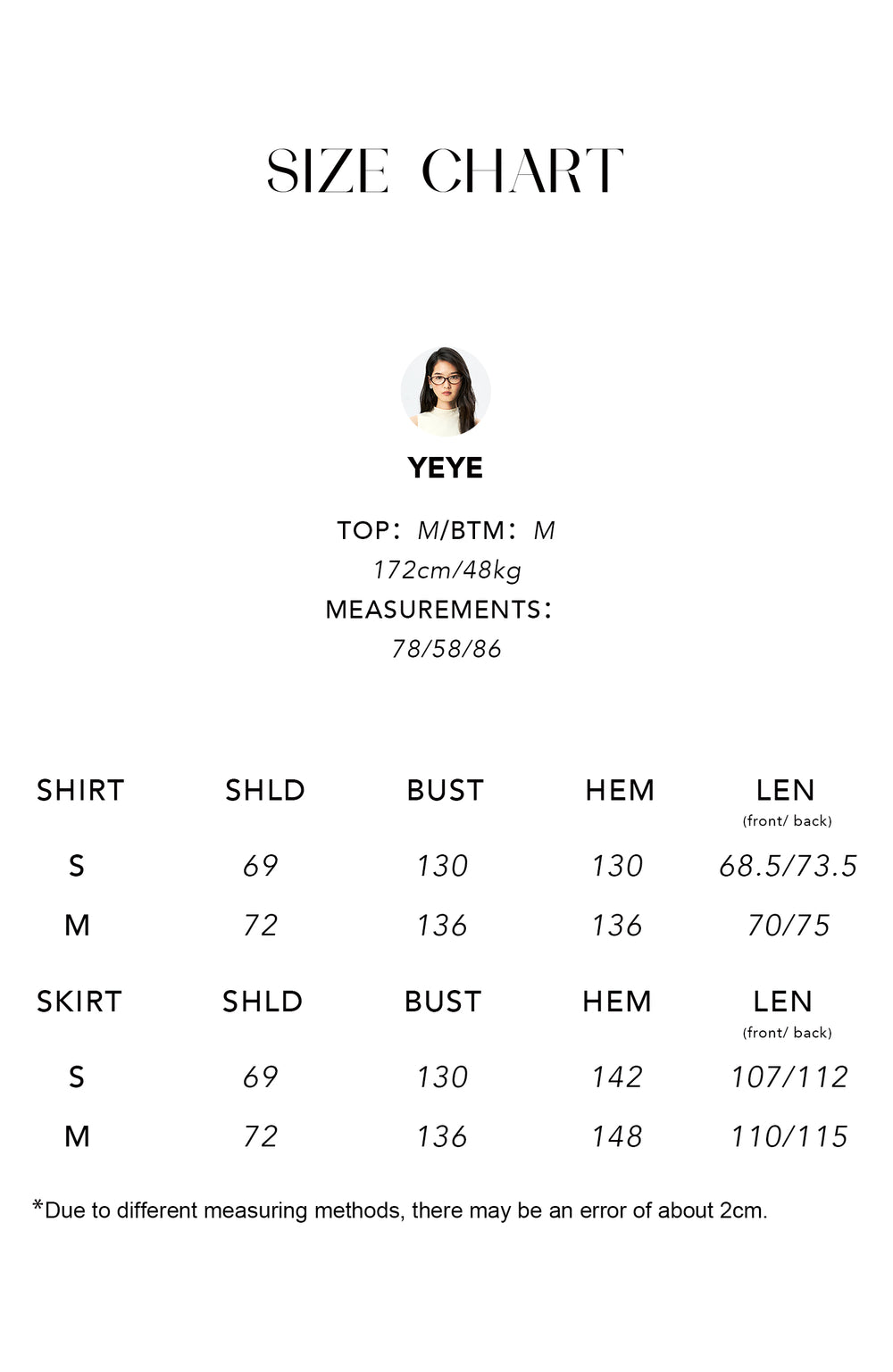 Size chart for Japanese Cotton Shirt Dress & Blouse