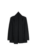 Italian Marzotto Wool Blazer | Collarless One-Button Design | Removable Scarf Detail | Women Blazer | MRS Studios