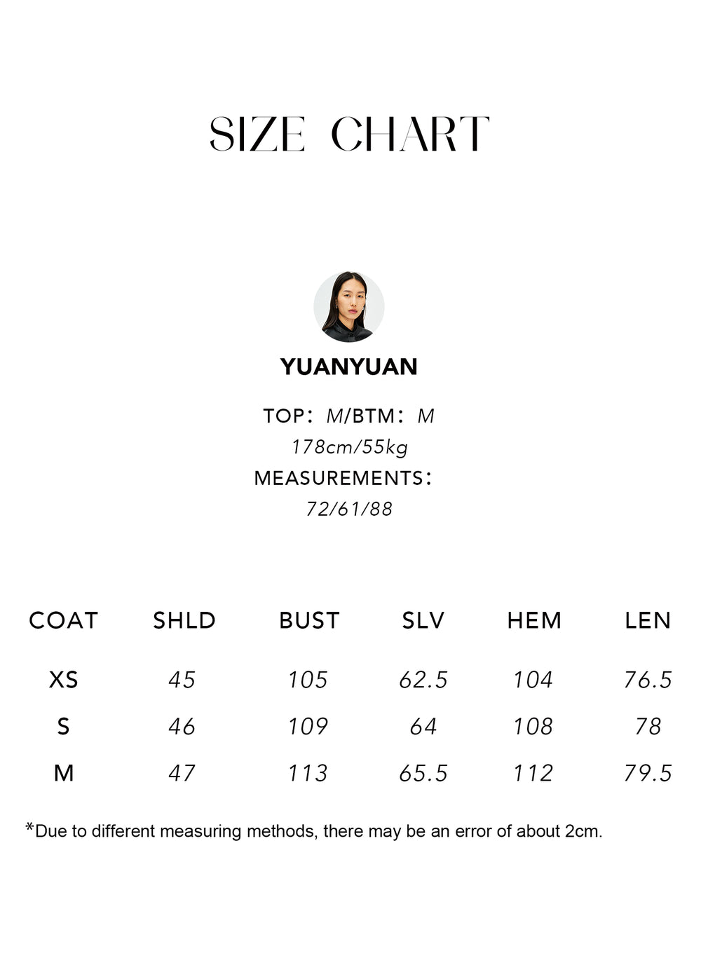 Size chart for Italian Marzotto Wool Blazer