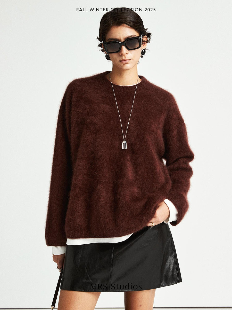 Pure Cashmere Women’s Sweater | A-level Cashmere | Round Neck | Long Sleeve Oversized Fit | MRS Studios