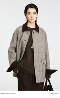 British Harris Tweed Wool Jacket | Barn Coat with Corduroy Collar | MRS Studios