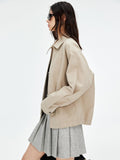 High-Density Cotton Twill Harrington Jacket | Washed-Crinkle Texture | Contrast Lining and Sword-Tip Cuffs | Women Jacket | MRS Studios